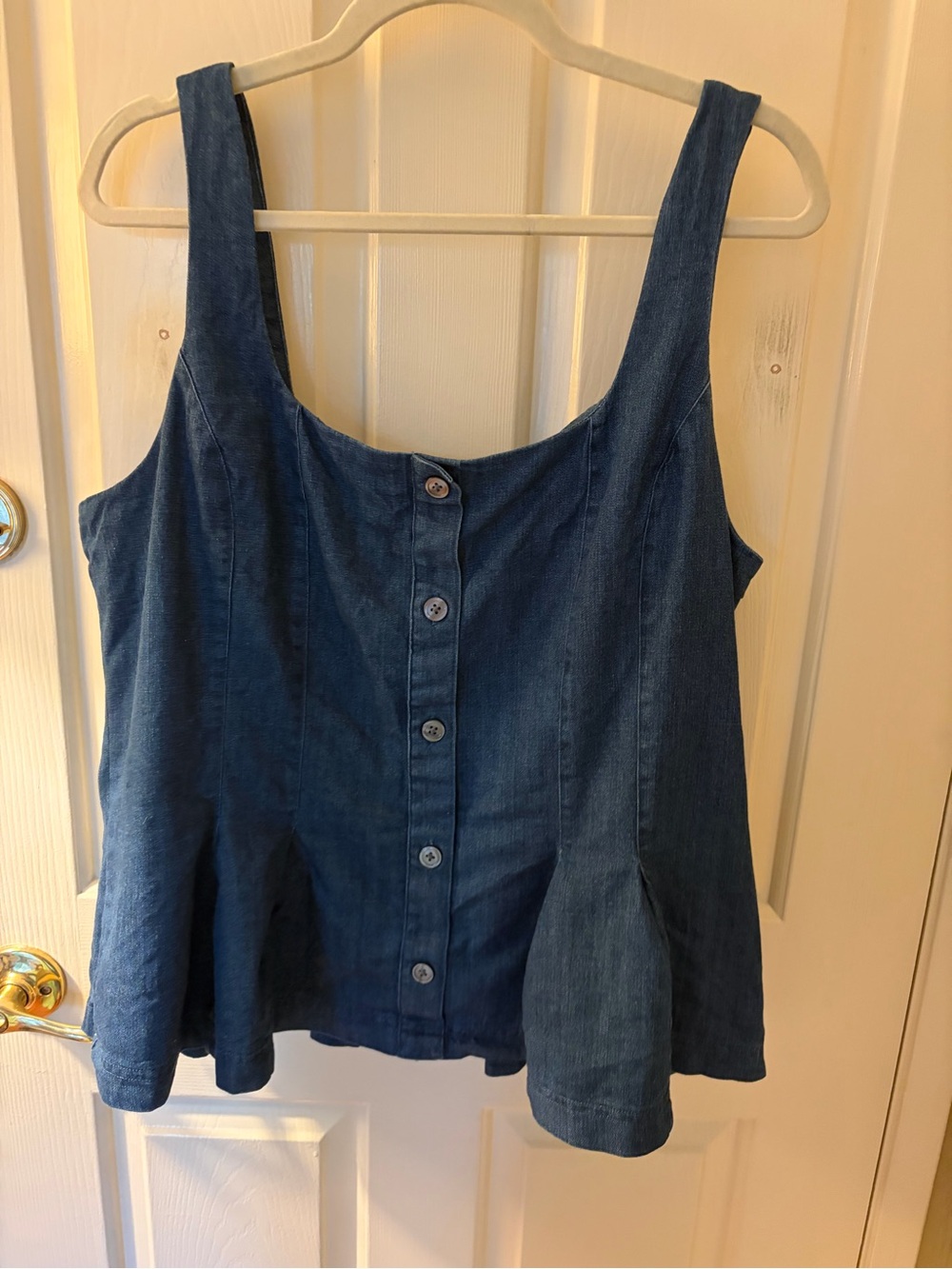 Banana Republic Denim Button-Front Tank Top - Blue